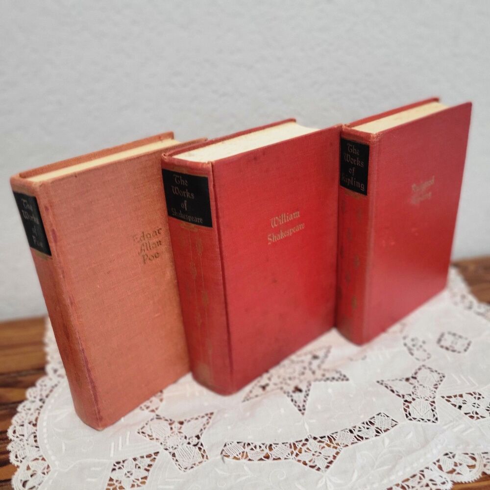 Set of 3 Antique Black's Readers Poetry Books Poe Shakespeare Kipling 20's 30's